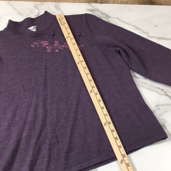 Pendleton Purple Heather Embroidered Sweater Womens Large 100% Merino Wool - Picture 8 of 14